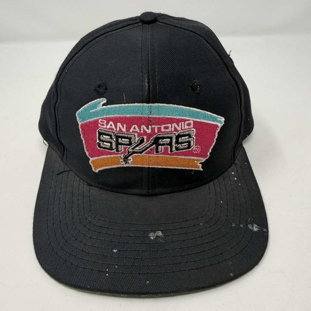Vintage San Antonio Spurs Hat Cap Snapback Mens Black NBA Basketball Fiesta 90s